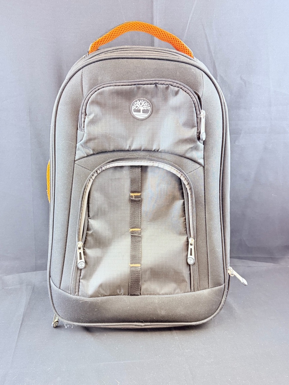 Timberland Black Backpack with Orange Top Handle